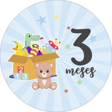 Imagem de Painel de Lona Redondo Mesversário Aniversário de 3 Meses Menino - Fab