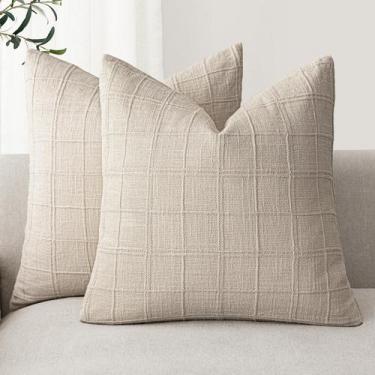 Imagem de Capas de almofada Findtower Linen Check 60x60cm, conjunto de 2 - Foind