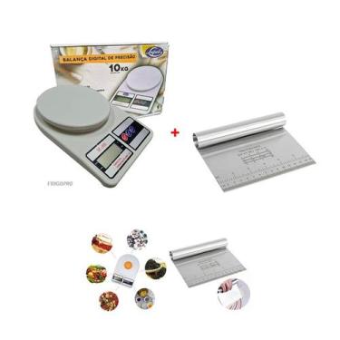 Imagem de Kit 2 Peças Balança De Precisão Digital 10 Kg e Espátula Multiuso 15x1