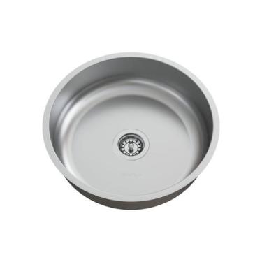 Imagem de Cuba para Pia de Cozinha em Aço Inox Redonda 37x37x10cm Alto Brilho co