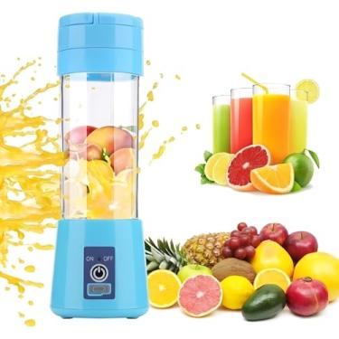 Imagem de Mini Liquidificador Portatil USB 6 Lâminas Mixer Portatil Shake Coqueteleira Eletrica Sem Fio Squeeze Recarregavel (Azul)