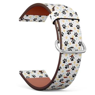 Imagem de MRAKPLGE Pulseira de relógio, estampa de pata de cachorro, Fossil feminina Gen 5E 42 mm/Gen 6 42 mm, Fossil Venture Gen 4 HR/Gen 3 feminina e masculina, pulseira de couro vegano de substituição de 18