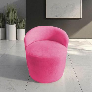 Imagem de Poltrona Decorativa Yara Orgânica Couro Rosa Pink - Mansão Decor