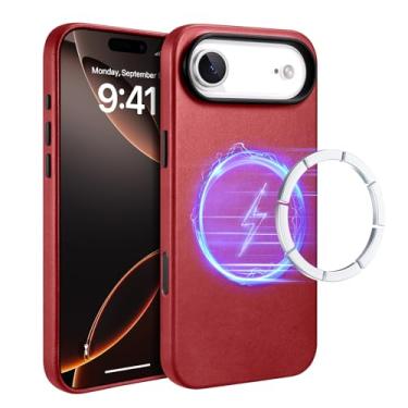 Imagem de ICARER Capa para iPhone Air, capa de couro genuíno, compatível com carregamento sem fio MagSafe, compatível com Apple iPhone Air 6,5 polegadas modelo 2025 (preto)