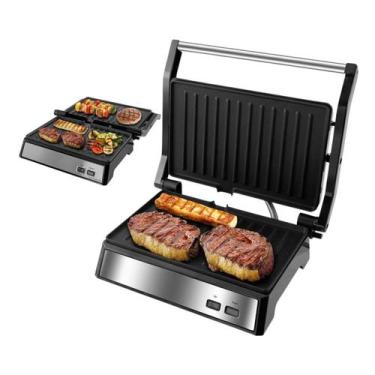 Imagem de Sanduicheira Grill Elétrica Press Misteira Abertura 180 Inox Cor Preto