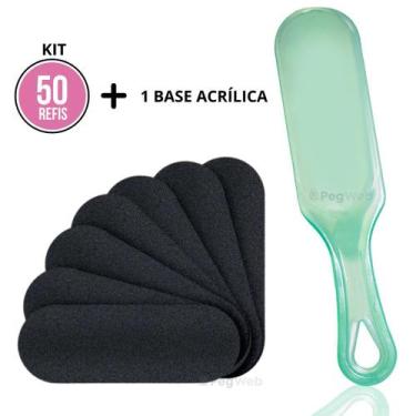 Imagem de 50 Lixas para Pés Refil Descartável com 1 Base Suporte Acrílico Profis