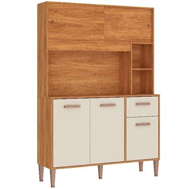 Imagem de Armário de Cozinha Perola 5 Portas 1 Gaveta Fellicci Cor Cinamomo Off White