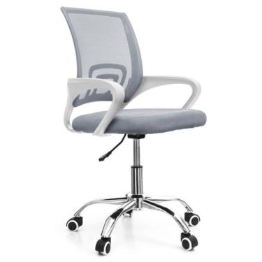 Imagem de Cadeira de Escritório Secretária Base Cromada com Rodinha Fortt Lisboa Cinza - CSF02-C
