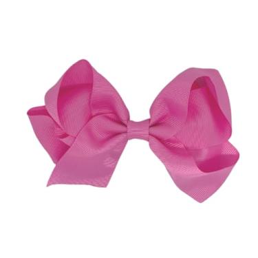 Imagem de Laço Infantil de Cabelo Menina Tamanho G Lacinho em Gorgorão com Presilha Bico de Pato (Rosa Chiclete)