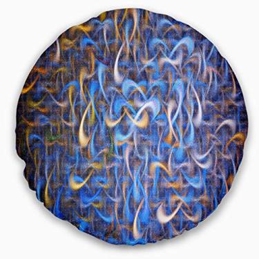 Imagem de Design de arte fractal em aquarela azul dourada sala de estar redonda, sofá, almofada de alta qualidade + capa de almofada impressa em ambos os lados 40 cm