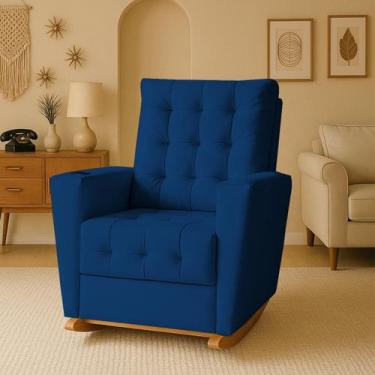 Imagem de Poltrona Duna Amamentação Balanço e Puff - Beatriz Decor, Azul