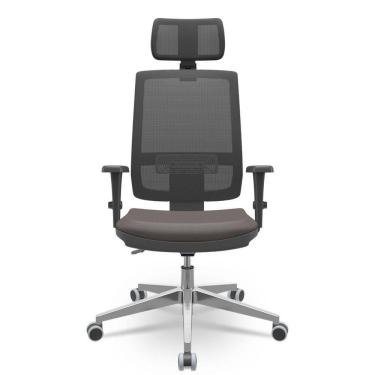 Imagem de Cadeira Brizza 3D Backplax Apoio Aluminio Sintético Café