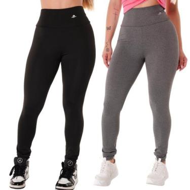 Imagem de Kit 2 Calça Legging feminina Fitness academia - Força do Sol, G, Preto