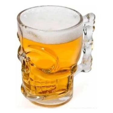 Imagem de Caneca Chopp E Cerveja De Vidro Caveira Rock Style 510ml - temdetudome