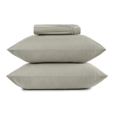 Imagem de Jogo de lençol casal altenburg 3 peças malha 100% algodao cinza platin