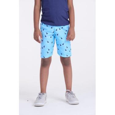 Imagem de Bermuda Infantil Tactel Tubarão Azul - Vida Costeira Oficial, Azul, 2