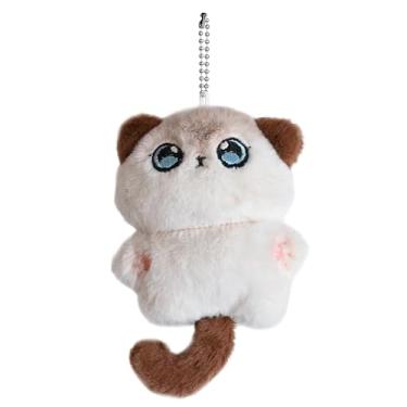 Imagem de Fuerxy Pingente de bolsa de gato siamês, lindo chaveiro de pelúcia presentes para bolsas, mochilas, porta-chaves, acessórios, berloque, presentes para amantes de gatos