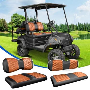 Imagem de NOKINS Kit de capas de assento de carrinho de golfe, 4 peças de capas de assento dianteiras e traseiras para Yamaha Drive/Drive 2, almofada de assento padrão, sem grampeador, acessórios de carrinho de