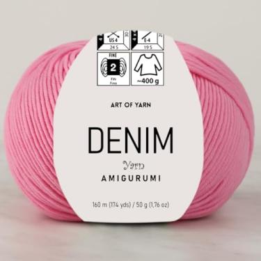 Imagem de Jeans Amigurumi Fio Arte 55% Algodão 45% Poliacrílico 50 g 174 m Macio Suave Esporte Fino (2) Para Crochê, Tricô, Cobertores de Tricô, Roupas de Bebê Mais Cores (Rosa, Pacote 1)