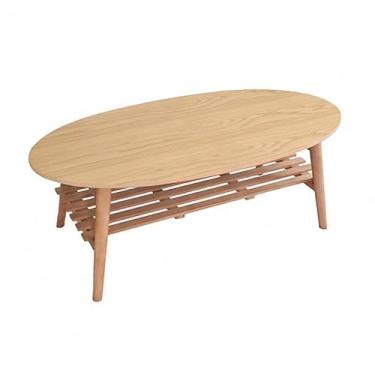 Imagem de Mesa de centro de design simples, pernas de mesa central, móveis móveis de nogueira oval, mesa de centro de madeira com sala de armazenamento, mesa lateral minimalista para sala de estar (tamanho