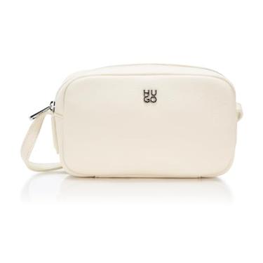 Imagem de HUGO Bolsa tiracolo com logotipo empilhado, tamanho único, Creme, Small