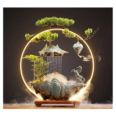 Imagem de XFNVXC Fonte decorativa interna de mesa fonte de água da sorte moderna fonte de água circulante escritório decoração de mesa ornamental fonte de jardim casa