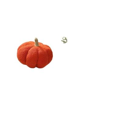 Imagem de Fenteer Almofada de Pelúcia de Abóbora de Halloween E Mini Estatueta de Chá Chinesa de Latão, Almofada Decorativa para Sofá, Decoração de Quarto, Escritório E