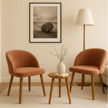 Imagem de Kit 2 Cadeiras Pétala Slim Decorativa Tecido Veludo Pés Palito, TERRAC