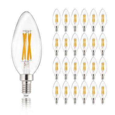 Imagem de Lâmpadas LED Depuley E12 4W 2700K 500lm C35 Clear, pacote com 24