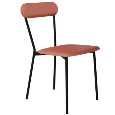 Imagem de Cadeira Estofada Para Sala de Jantar Liora Preto C01 Courino Terra Rosê - Lyam Decor