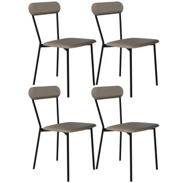 Imagem de Kit 04 Cadeiras Estofada Para Sala de Jantar Liora Preto C01 Courino Cinza - Lyam Decor