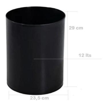 Imagem de Cesto Lixeira 12 Litros Preta Para Escritorio Plastico 29Cm