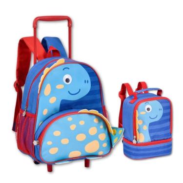 Imagem de Kit Escolar Dinossauros Com Mochila De Carrinho E Lancheira