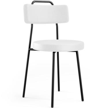 Imagem de Cadeira Decorativa Estofada Para Sala De Jantar Barcelona L02 Facto Branco - Lyam Decor