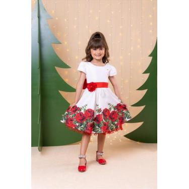 Imagem de Vestido Banana Club Fernanda Branco Floral - Tecido Microfibra, Branco