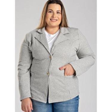 Imagem de Blazer Feminino Plus Size em Moletom Peluciado Fechamento com Botões - Serena-Feminino