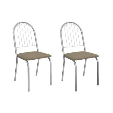 Imagem de Kit 2 Cadeiras Sala Jantar Noruega 2c077cr Aço 2 Un Cromado-boucle Bege Fendi - Kappesberg