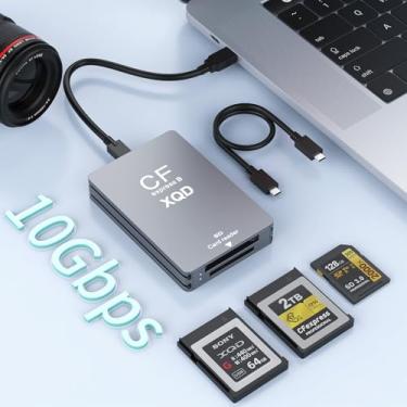 Imagem de Leitor de cartão CFExpress/XQD/SD 5 em 1 – Leitor de cartão USB C e USB A CFexpress tipo B de 10 Gbps para cartão CFexpress tipo B + SD 3.0 + leitor de cartão XQD, adaptador CFexpress leitor de cartão