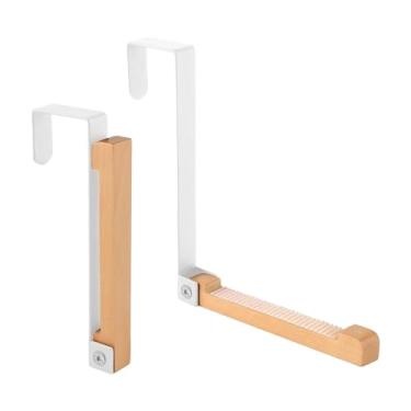 Imagem de LittleVoleSherry Pacote com 2 ganchos sobre a porta, cabide dobrável de metal e madeira, organizador para pendurar sobre a porta para roupas, casacos, toalhas