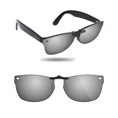 Imagem de Fiskr Óculos de sol polarizados clip-on para Ray-Ban RB5184F (tamanho 52-18) - Proteção UV - Ajuste universal para homens e mulheres, Prata metálica., 52*18mm