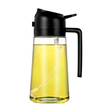 Imagem de Porta Azeite e Vinagre de Vidro, Borrifador, Preto, Garrafa com Bico para Óleo e Azeite 450ml