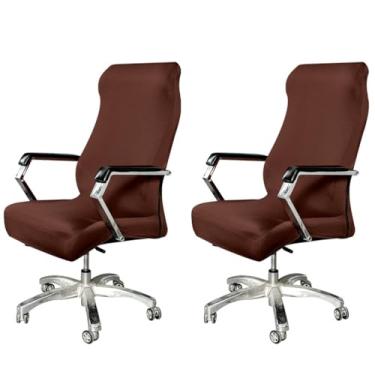 Imagem de Lzyjckh Capa para cadeira de escritório e computador, Capas para poltrona elástica e lavável com ajuste universal, Capa removível para cadeiras Boss com zíper,Coffee 2 pack,L