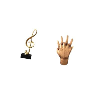 Imagem de Fenteer Escultura de Nota Musical de Resina E Mãos Entrelaçadas, Enfeite Criativo de Mesa, Peça Central para Mesa, Lareira, Quarto, Prateleira, Decoração, Pre