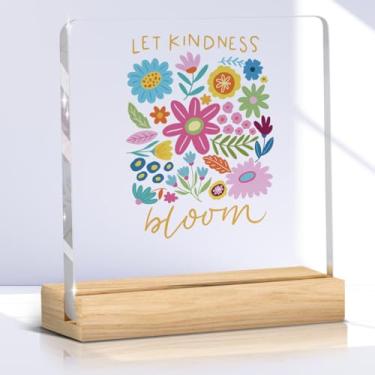 Imagem de Presentes inspiradores de saúde mental para mulheres, placa de acrílico floral, decoração de cubículo, presentes positivos motivacionais para mulheres adolescentes