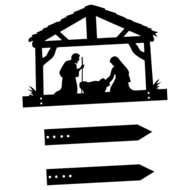 Imagem de IEUDNS Placa de jardim com silhueta de presépio, decoração de jardim de Natal, placa de para, Style B