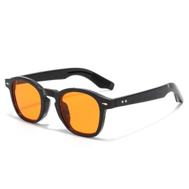 Imagem de Óculos de Sol Feminino Candy Color com Rebites, Estilo Punk Masculino, Proteção UV400, Ideal para Esportes ao Ar Livre, Corrida e Ciclismo, nas Cores Preto e Laranja.