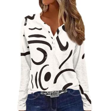 Imagem de Blusas COTECRAM A Mazon, manga comprida, botão, decote em V, femininas