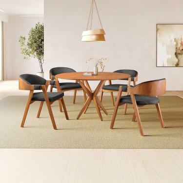 Imagem de Conjunto de Mesa Redonda 120 Cm com 4 Cadeiras Gaia Preto