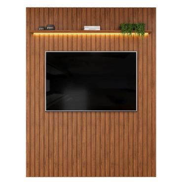 Imagem de Painel Para TV Até 65 Polegadas 1,83m Ripado Autêntico com Led e Prateleira Montreal Madeirado