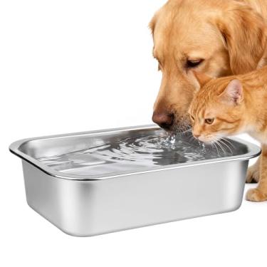 Imagem de Ohtomber Tigelas de aço inoxidável para cães – tigela grande de metal para água e comida para cães sem derramamento, calha de água de alta capacidade para animais de estimação, prato de alimentação ao